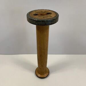 Large Wooden Bobbin Thread Spool 10" Tall Farmhouse Decor Rustic Primitive Vtg